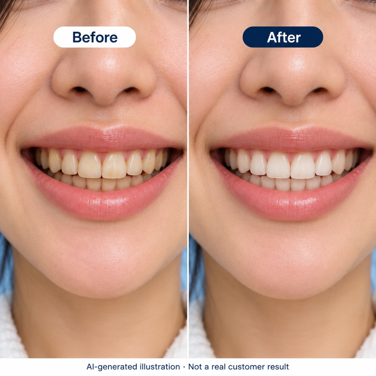AI-generated before and after illustration, not a real customer result