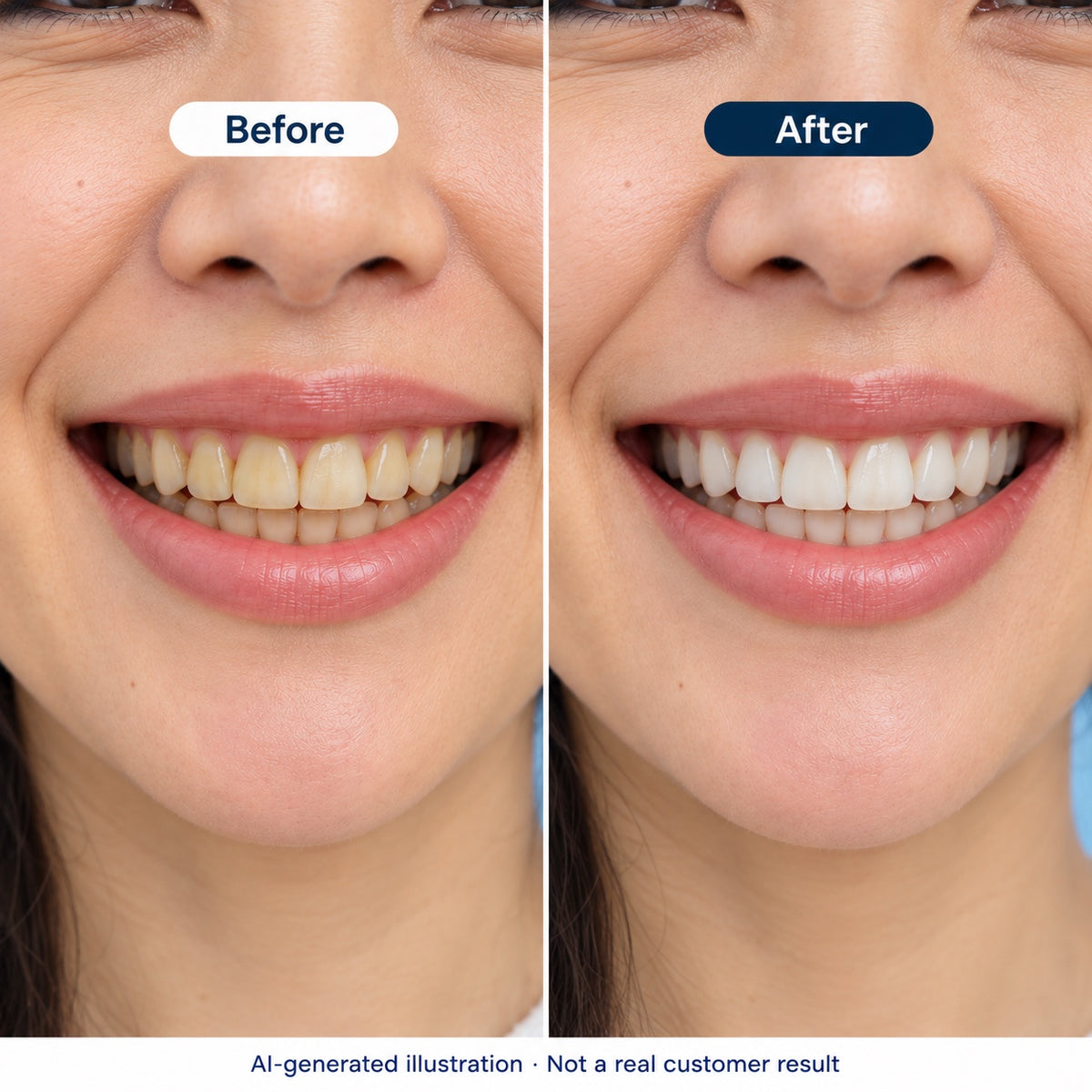 AI-generated before and after illustration, not a real customer result