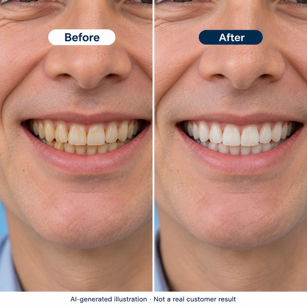 AI-generated before and after illustration, not a real customer result